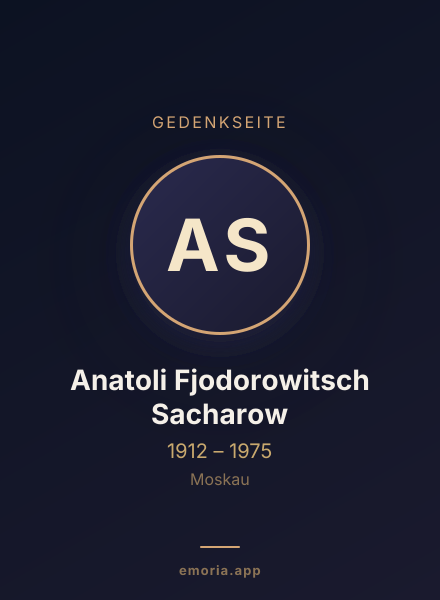 Gedenkportrait von Anatoli Fjodorowitsch Sacharow