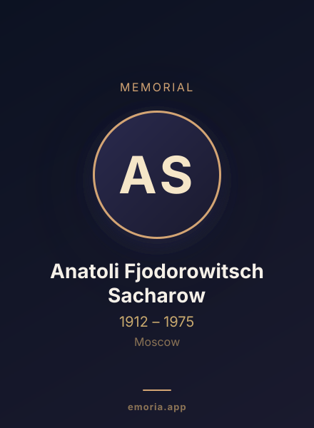 Memorial portrait of Anatoli Fjodorowitsch Sacharow