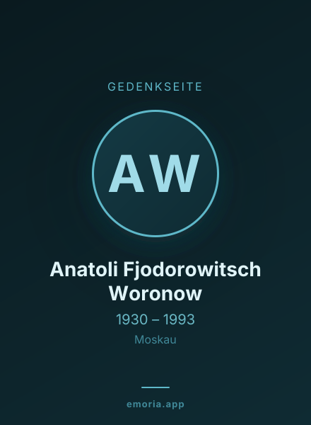 Gedenkportrait von Anatoli Fjodorowitsch Woronow