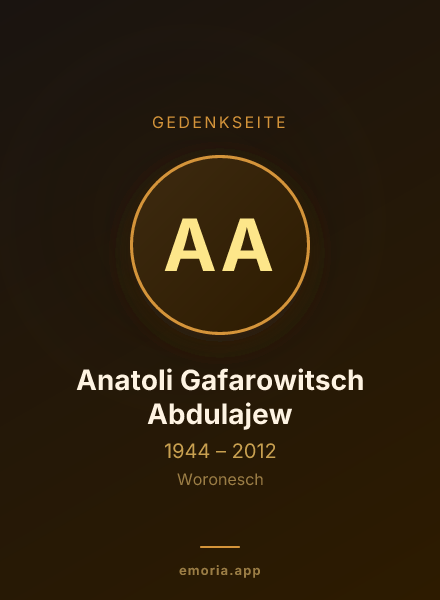 Gedenkportrait von Anatoli Gafarowitsch Abdulajew