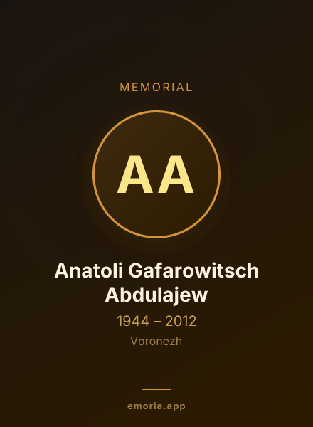 Memorial portrait of Anatoli Gafarowitsch Abdulajew