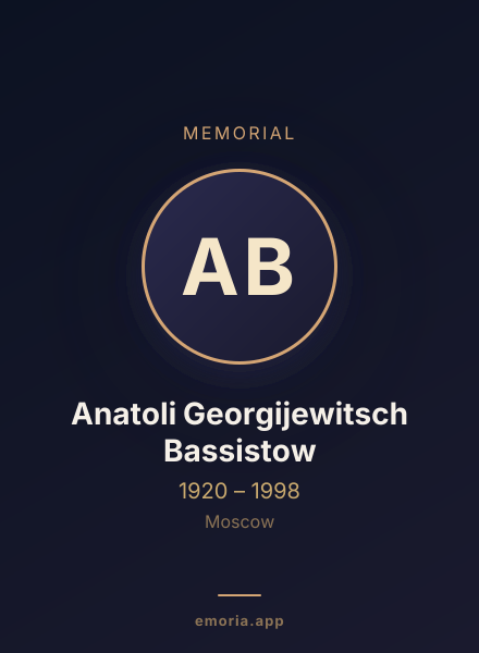 Memorial portrait of Anatoli Georgijewitsch Bassistow