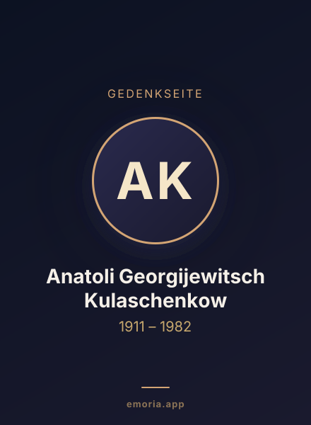 Gedenkportrait von Anatoli Georgijewitsch Kulaschenkow