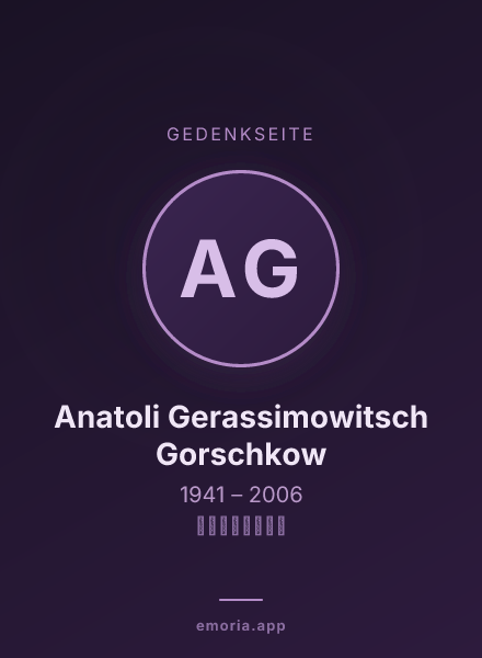 Gedenkportrait von Anatoli Gerassimowitsch Gorschkow