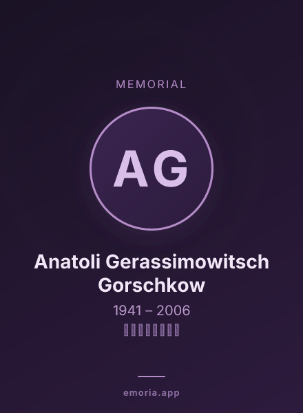 Memorial portrait of Anatoli Gerassimowitsch Gorschkow