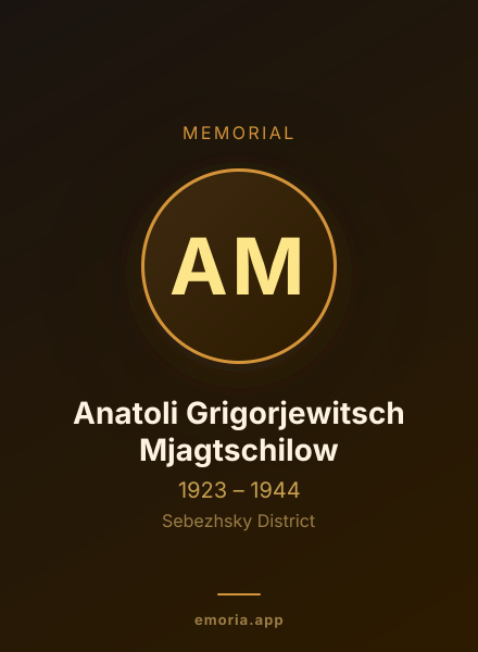 Memorial portrait of Anatoli Grigorjewitsch Mjagtschilow