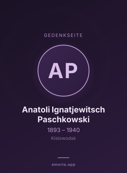 Gedenkportrait von Anatoli Ignatjewitsch Paschkowski