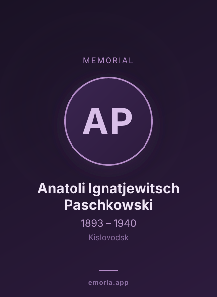 Memorial portrait of Anatoli Ignatjewitsch Paschkowski