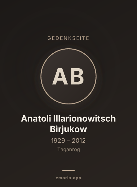 Gedenkportrait von Anatoli Illarionowitsch Birjukow