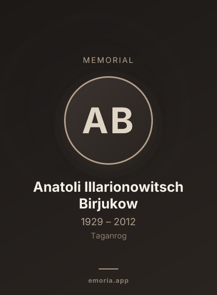 Memorial portrait of Anatoli Illarionowitsch Birjukow
