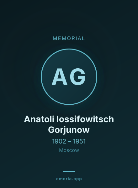 Memorial portrait of Anatoli Iossifowitsch Gorjunow