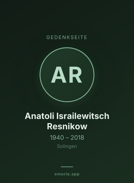 Gedenkportrait von Anatoli Israilewitsch Resnikow