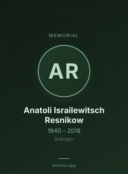 Memorial portrait of Anatoli Israilewitsch Resnikow