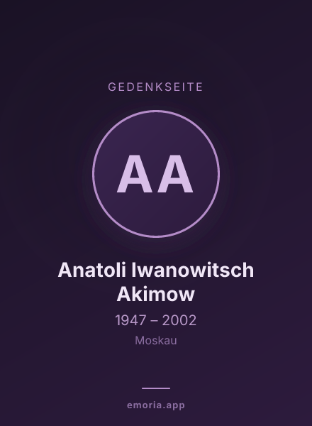 Gedenkportrait von Anatoli Iwanowitsch Akimow