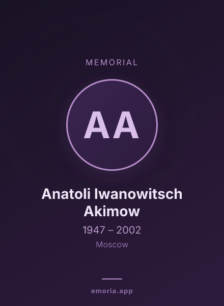 Memorial portrait of Anatoli Iwanowitsch Akimow