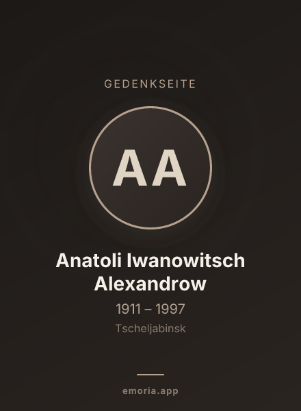 Gedenkportrait von Anatoli Iwanowitsch Alexandrow