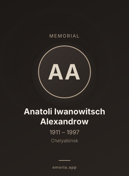 Memorial portrait of Anatoli Iwanowitsch Alexandrow
