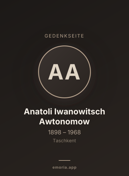 Gedenkportrait von Anatoli Iwanowitsch Awtonomow