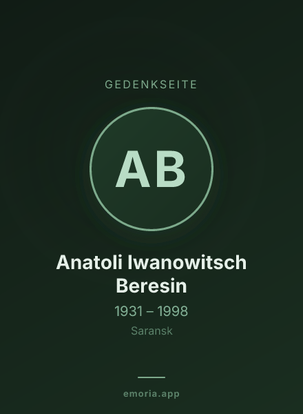 Gedenkportrait von Anatoli Iwanowitsch Beresin