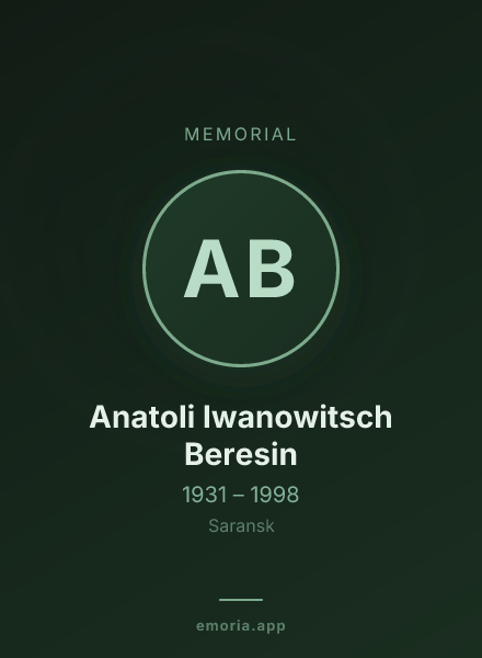 Memorial portrait of Anatoli Iwanowitsch Beresin