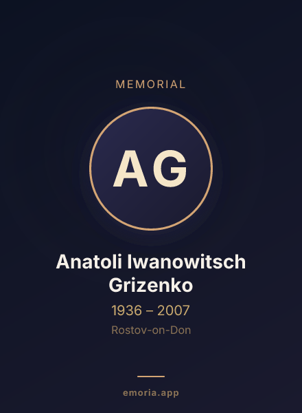 Memorial portrait of Anatoli Iwanowitsch Grizenko