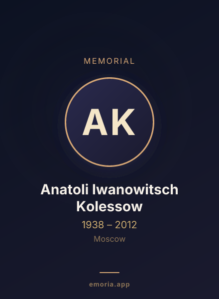 Memorial portrait of Anatoli Iwanowitsch Kolessow