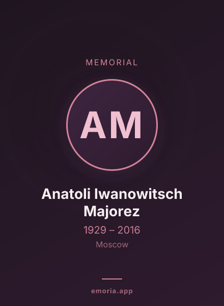 Memorial portrait of Anatoli Iwanowitsch Majorez