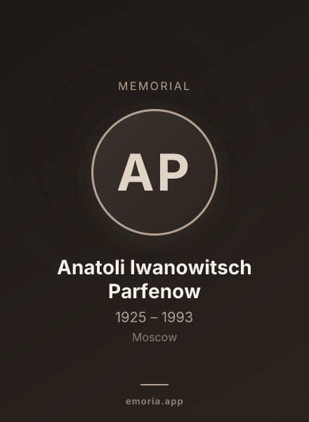 Memorial portrait of Anatoli Iwanowitsch Parfenow