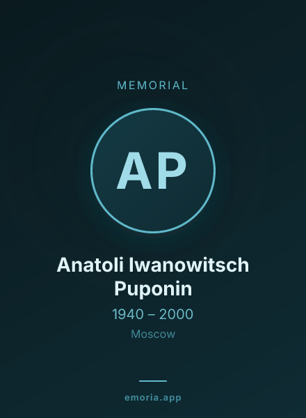 Memorial portrait of Anatoli Iwanowitsch Puponin