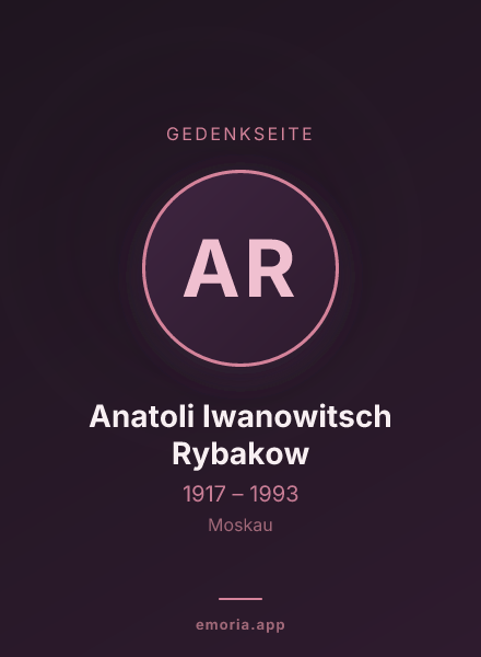 Gedenkportrait von Anatoli Iwanowitsch Rybakow