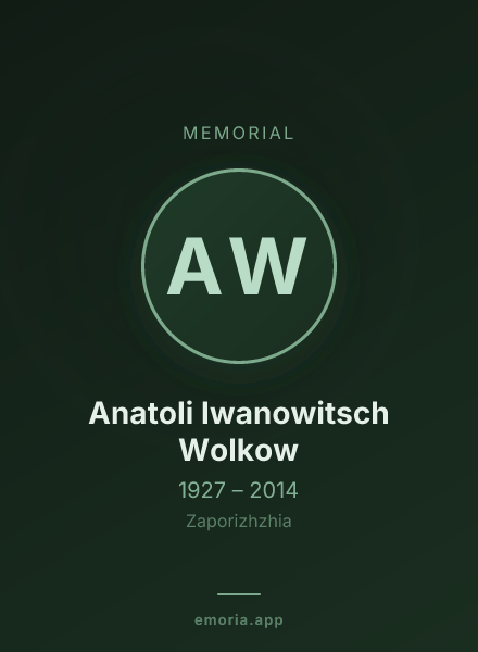Memorial portrait of Anatoli Iwanowitsch Wolkow