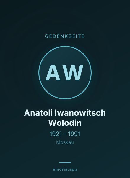 Gedenkportrait von Anatoli Iwanowitsch Wolodin