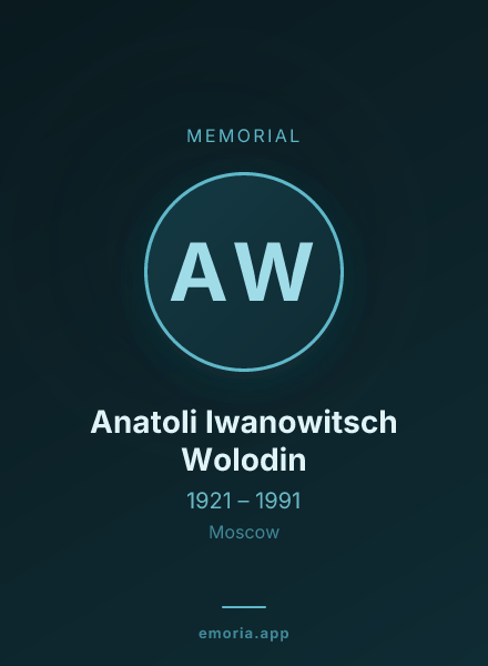 Memorial portrait of Anatoli Iwanowitsch Wolodin