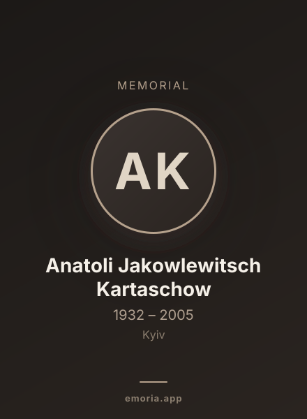 Memorial portrait of Anatoli Jakowlewitsch Kartaschow