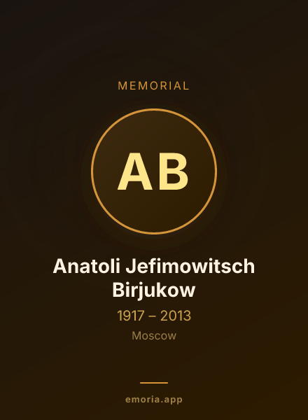 Memorial portrait of Anatoli Jefimowitsch Birjukow