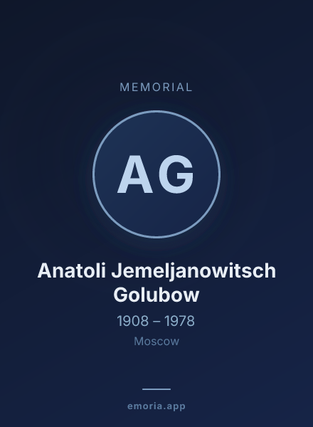 Memorial portrait of Anatoli Jemeljanowitsch Golubow