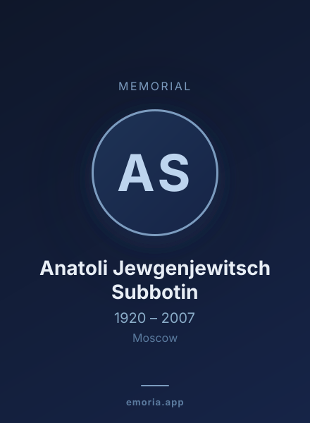 Memorial portrait of Anatoli Jewgenjewitsch Subbotin
