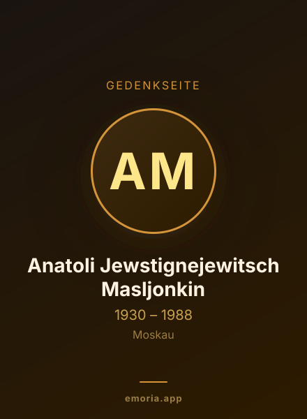 Gedenkportrait von Anatoli Jewstignejewitsch Masljonkin