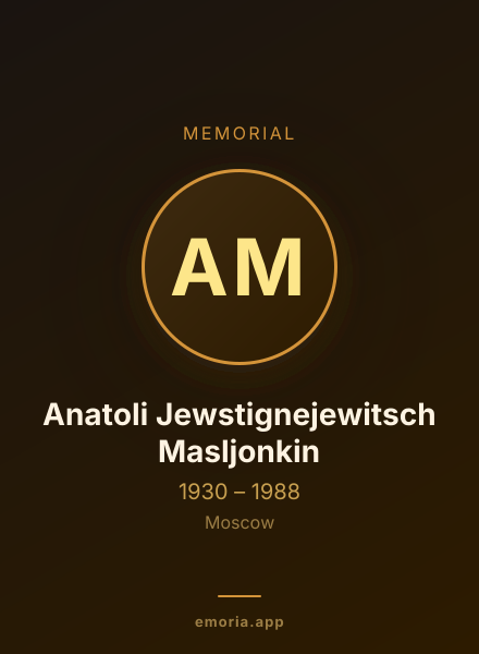 Memorial portrait of Anatoli Jewstignejewitsch Masljonkin