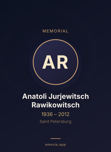 Memorial portrait of Anatoli Jurjewitsch Rawikowitsch