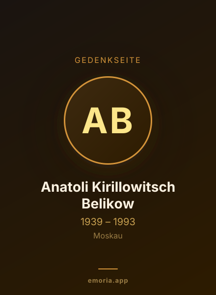 Gedenkportrait von Anatoli Kirillowitsch Belikow