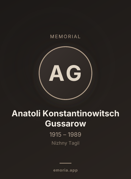 Memorial portrait of Anatoli Konstantinowitsch Gussarow