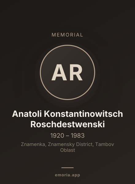 Memorial portrait of Anatoli Konstantinowitsch Roschdestwenski