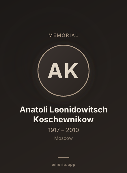 Memorial portrait of Anatoli Leonidowitsch Koschewnikow