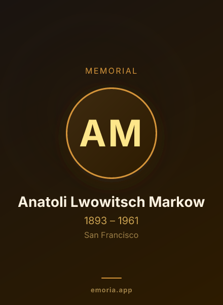 Memorial portrait of Anatoli Lwowitsch Markow