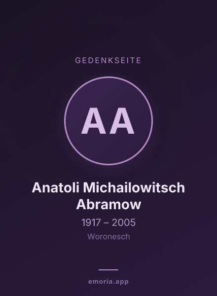 Gedenkportrait von Anatoli Michailowitsch Abramow