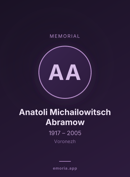 Memorial portrait of Anatoli Michailowitsch Abramow