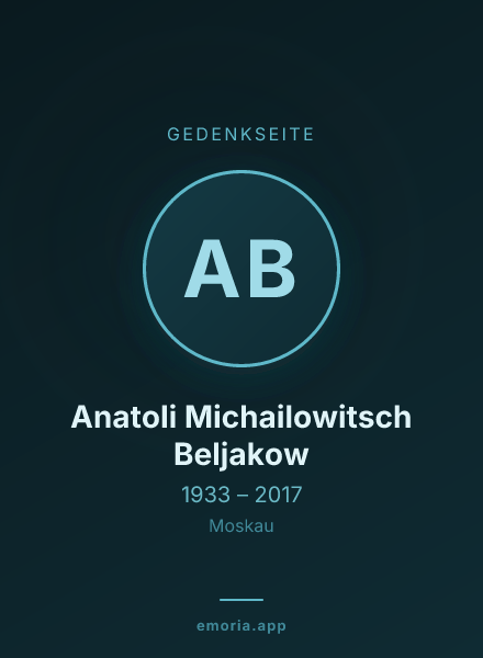 Gedenkportrait von Anatoli Michailowitsch Beljakow