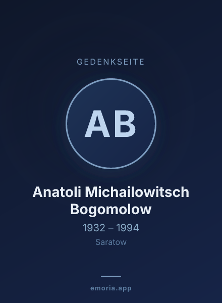 Gedenkportrait von Anatoli Michailowitsch Bogomolow