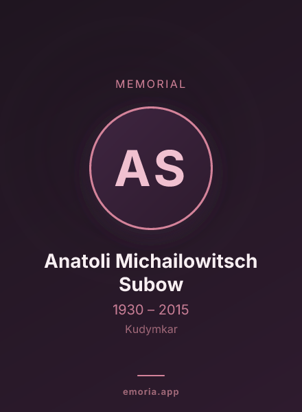 Memorial portrait of Anatoli Michailowitsch Subow